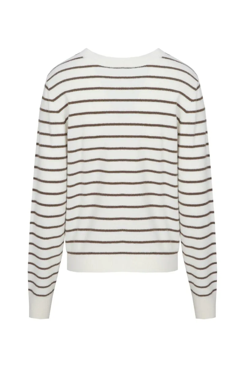 G-maxx Eibhlin Knitting Sweater, wollen trui in White/Dark Earth